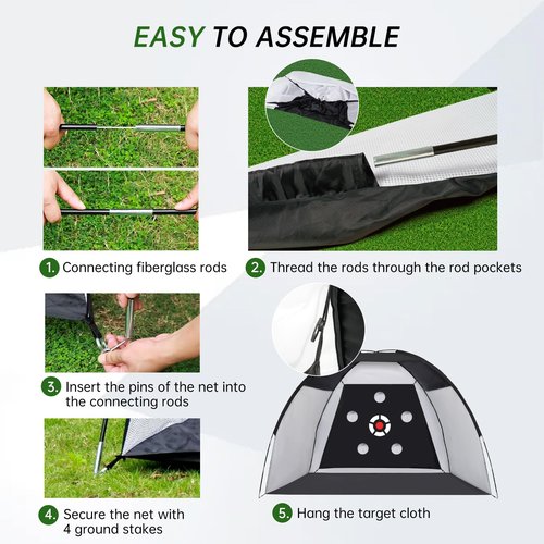 Golf Net, 10x7ft Practice Net with Heavy Tri-Turf Mat, All-in-One Multiple Target Golf Hitting Net, Outdoor Indoor Driving Chipping Training with Target/Mat/Balls/Tee/Bag, Gift for Enthusiasts