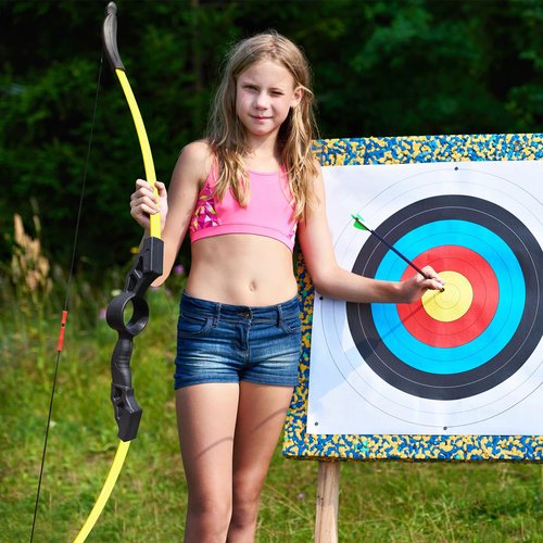 Bow and Arrow Set for Teens 18lbs Upgraded Round Arrow Rest Design, Archery Bow for Girl Gifts Soft Silicone Finger Guard, Archery Targets for Backyard (Archery Set Black)