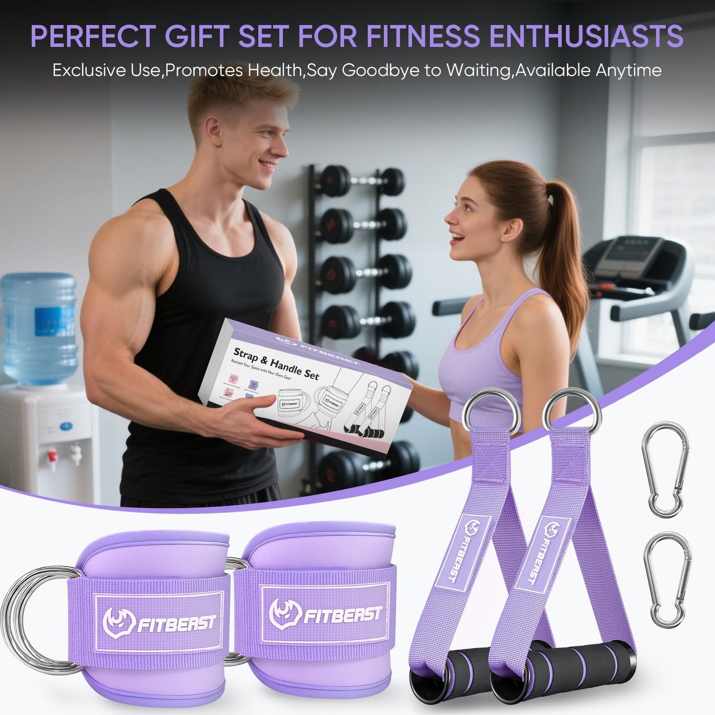FitBeast Ankle Straps for Cable Machines Women, Gym Ankle Straps & Handles