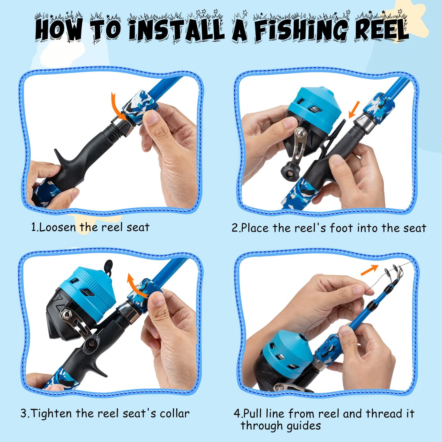 Kids Fishing Pole Set, Telescopic Fishing Rod Reel Combo Kids Starter Kit with Lures Tackle Box, Sunglassed and Portable Bag for Boys Girls Younth