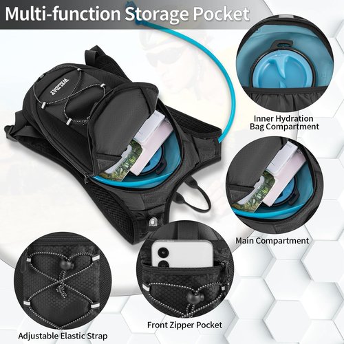 WELIDAY Hydration Backpack with 2L Water Bladder, Lightweight Hydro Pack for Cycling, Running, Hiking, Climbing (Black, 2L Water Bladder)