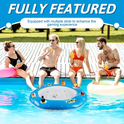 FormiPow Floating Table for Pool, 39''x39'' Floating Pool Table for Adults, Holds Drinks, Snacks & Card Games (Poker, Chess), Stable Floating Card Table with Cup Holders & Storage for Pool Lake Beach