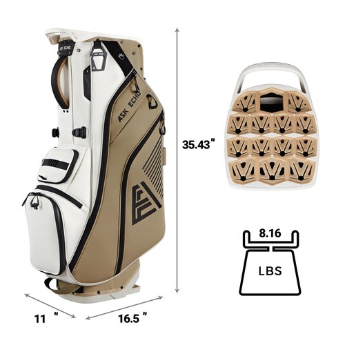 ASK ECHO 2025 ST- Lock Hybrid Mecha 14 Way Dividers Quiet Stand Bag with Grip Lock for Men & Women (Toasted Almond)