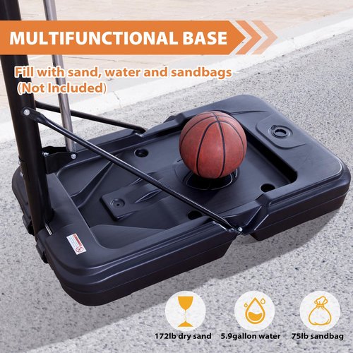 AWII SPORT Portable Basketball Hoop Outdoor, 4.8-10FT Height Adjustable Basketball Hoop Goal System with 44-48 Inch Impact Backboard and Portable Wheels for Adults
