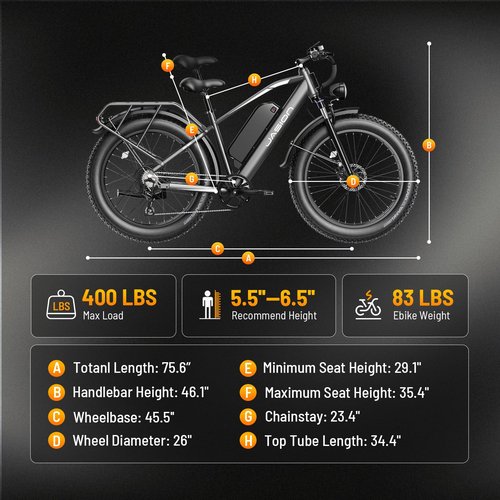 Jasion EB5 MAX Electric Bike for Adults with 1500W Peak Motor, 48V 15Ah (720Wh) Battery Electric Mountain Bike, 26'' x 4'' Fat Tire Ebike, 28+MPH Speed, Cruise Control, with Fenders, Rear Rack