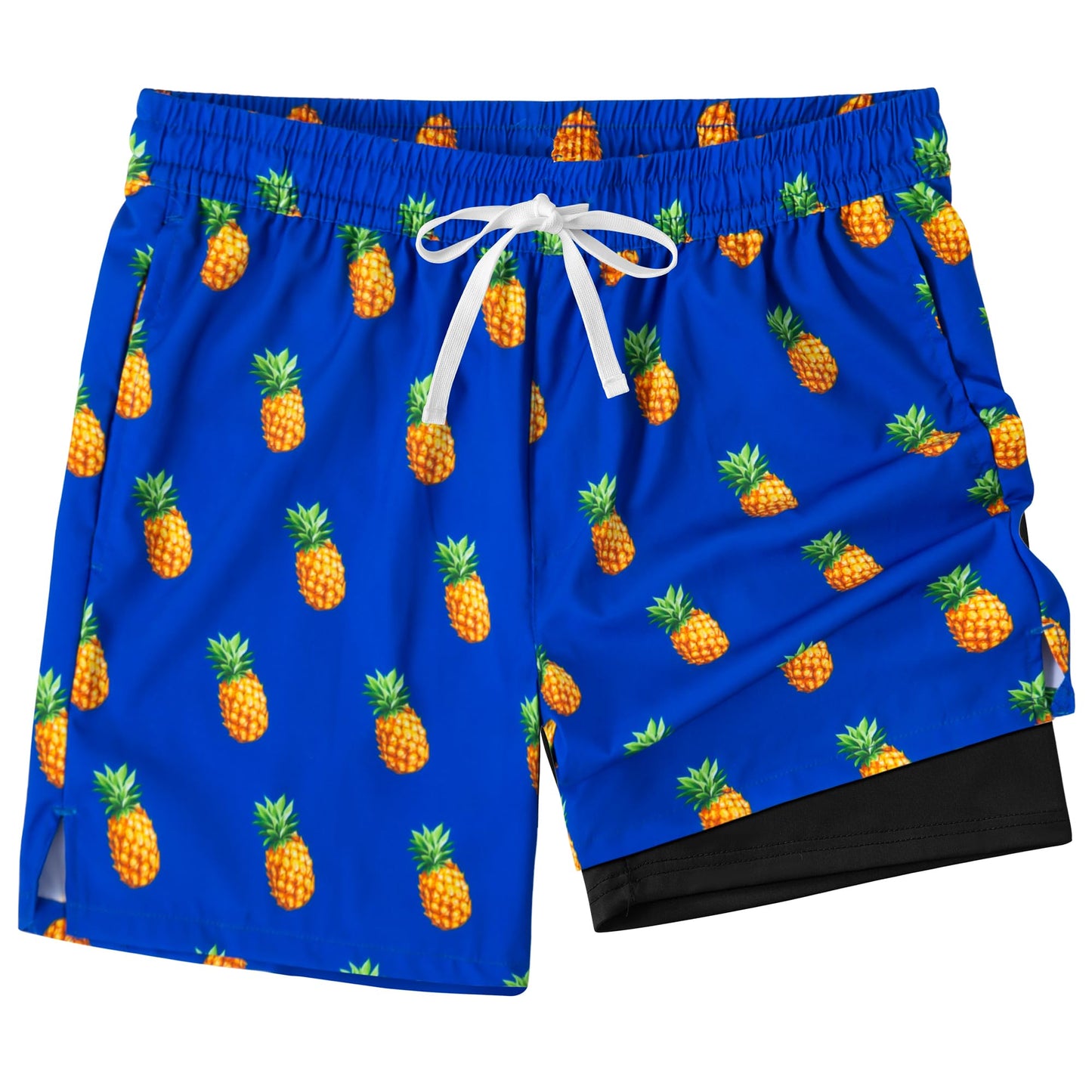XOMZG Men's Swim Trunks, 2 in 1 Bathing Suits Quick Dry Beach Hawaiian Board Shorts with Pockets