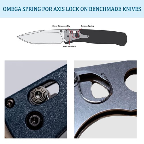 4-Packs Omega Springs Replacement for Benchmade Axis Lock Knives – Compatible with 940 535 555 556 557 707 533, Griptillian, Mini, Adamas, 810 550 551 552 710 730, Stainless Steel 304, 2 Sizes Included