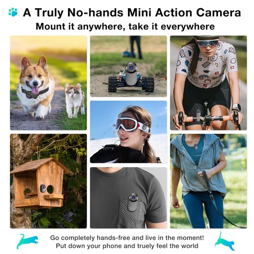 Yeigpzk Mini Body Camera,1080P 64G Wearable Action Body Cam,Thumb Size Hands Free One-Click Filming Body Worn Camera with 360°Rotatable Clip for Work, Travel, Pet Walking