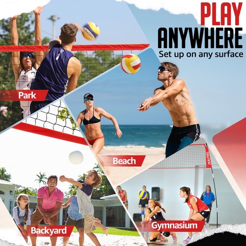 ZEALFEEL Volleyball Net, 12FT Volleyball Training Net Height Adjustable, Portable Freestanding Practice Net for Hitting or Serving Drills, Pop up Volley Ball Nets with Carry Bag for Backyard Outdoor