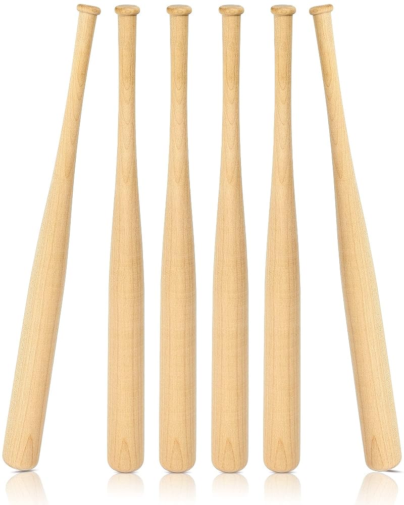 Marsui 9 Pcs Mini 18 Inch Unfinished Wooden Baseball Bats - DIY Craft Party Favors
