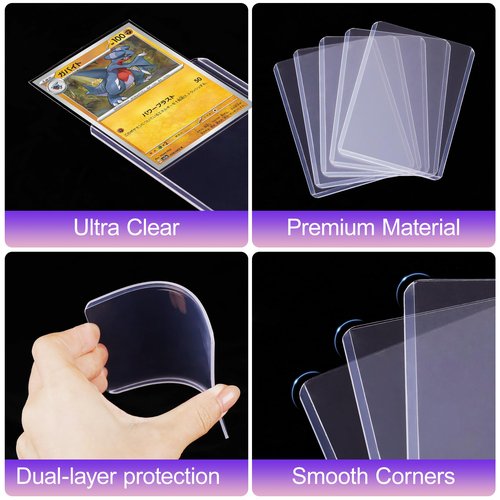 400 Packs Card Sleeves Top Loaders for Cards,3"X4" Baseball Card Protectors Toploaders,Hard Plastic Card Holder for Trading Sports Football Game Cards (200 Hard Sleeves+200 Penny Sleeves)