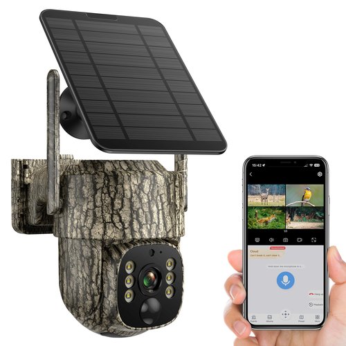 VOOPEAK Cellular Trail Camera- 4G LTE with Unlimited Data, 360° View HD Live Streaming Solar Panel Night Vision Motion Detection Two-Way Audio Game Camera for Hunting & Outdoor Security