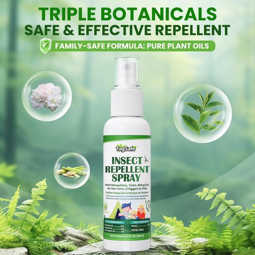 TogSafe Mosquito Repellent Spray - Plant-Based Natural Insect Repellent Spray with Essential Oils, DEET-Free, Long-Lasting Protection (2 Fl Oz, 2 Pack)
