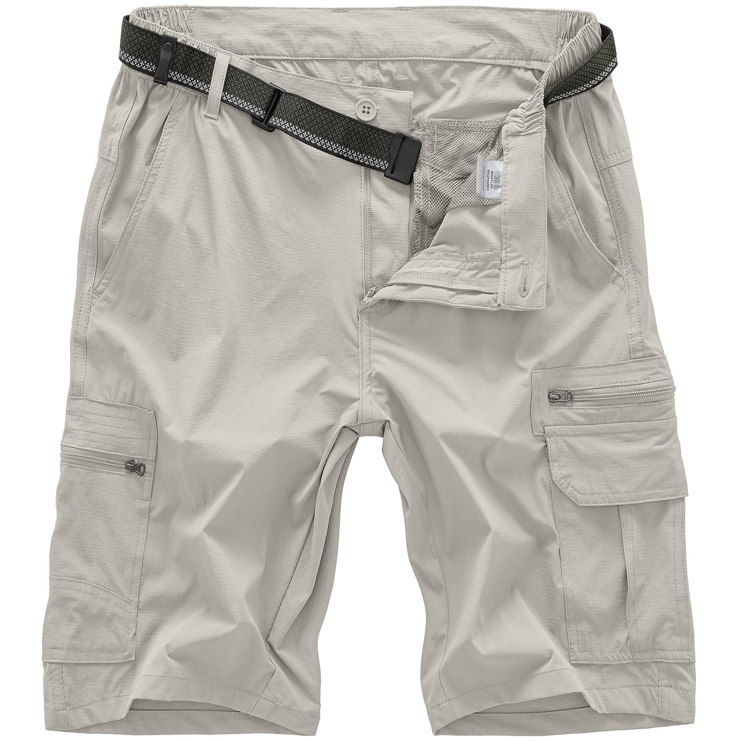 Jessie Kidden Mens Outdoor Casual Expandable Waist Lightweight Water Resistant Quick Dry Fishing Hiking Shorts (6222 Beige Apricot 40)