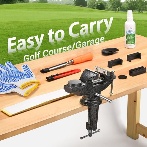 AugFir Golf Grip Kit for Regripping Golf Clubs, Portable Table Vise Rubber Clamp for Golf Grip Removal Tool with Solvent, Golf Club Regripping Kit