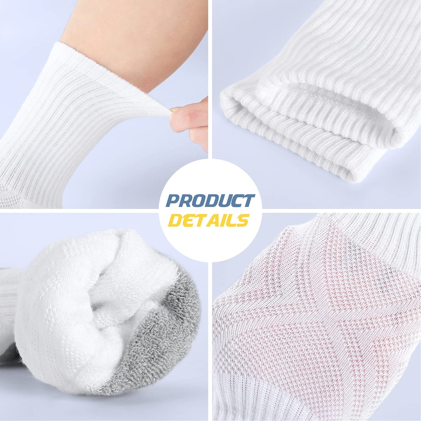 Felicigeely Athletic Crew Socks Cushion Running Socks Performance Breathable Sports Socks for Men (US, Numeric, 9, 12, Regular, Regular, White)