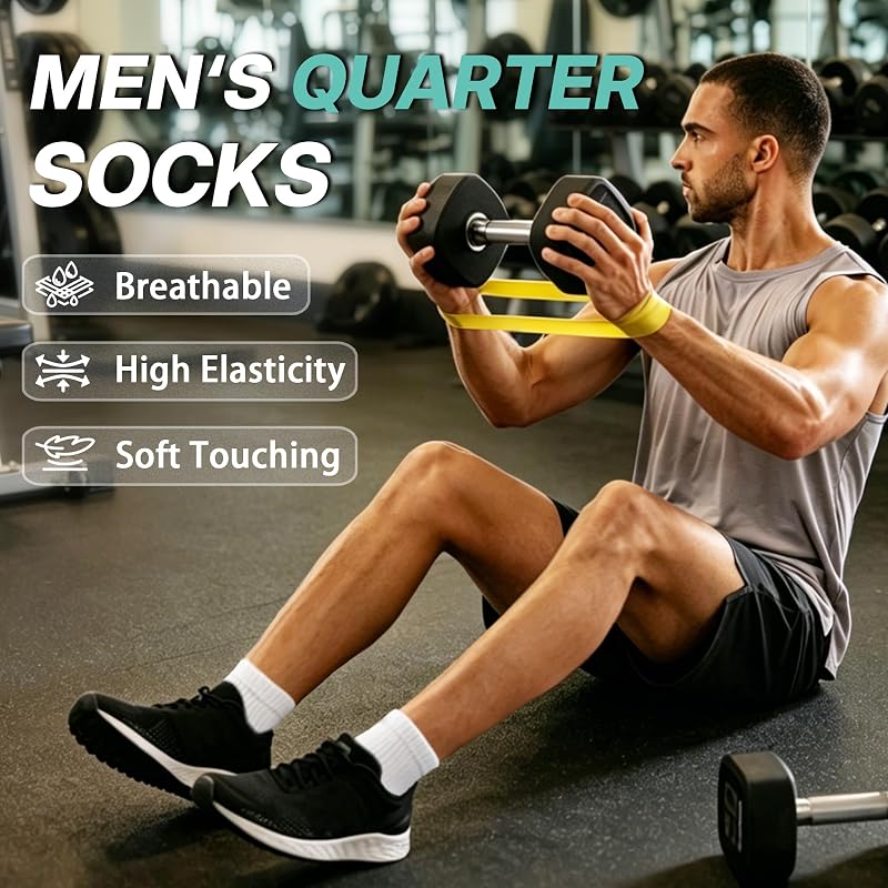 DoSmart Mens Ankle Athletic Socks - 6 Pairs White, Thin Cotton Running Quarter Socks