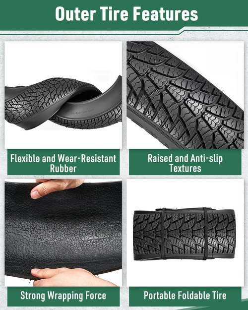 Fitense Fat Bike Tire, 20x4 inch Fat Tire and Tube Set, Folding Replacement Fat Electric Bike Tires with AV 33 MM Schrader Valve, with Street or Trail Riding