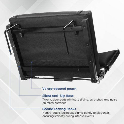 JRPOO Stadium Seats with Back Support Bleacher Chairs with Back and Cushion Padded Portable Folding Comfort Stadium Chair Adjustable Backrest Height for Sports Events and Concerts