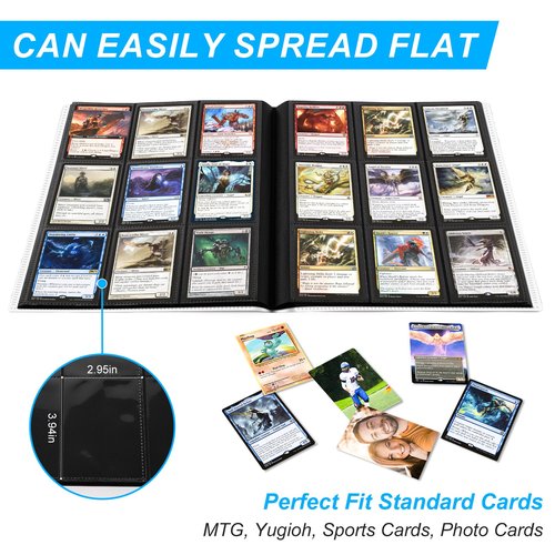 9 Pockets Card Binder for Trading Cards, Baseball Card Collection Binder with 360 Side Loading Pockets Sports Card Book Card Folder Card Album Card Holder Fit for MTG Football Play Cards (Black)