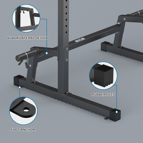 BEKING Power Rack Squat Rack Cage with Pull Up Bar,Adjustable Power Cage Exercise Squat Stand with Barbell Rack Weight Plate Storage,Strength Training Workout Station for Home Gym Fitness