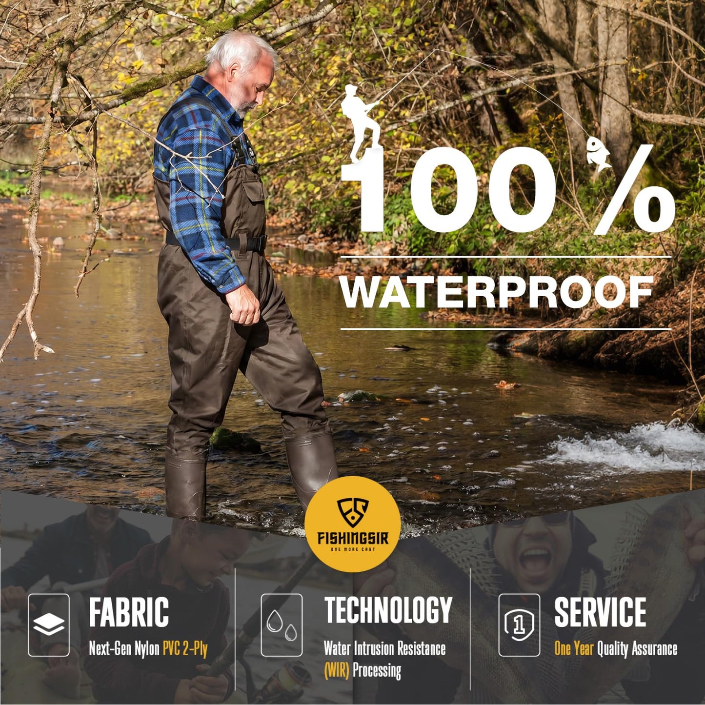 FISHINGSIR Waders for Men Waterproof Women Fishing Chest Wader with Boots