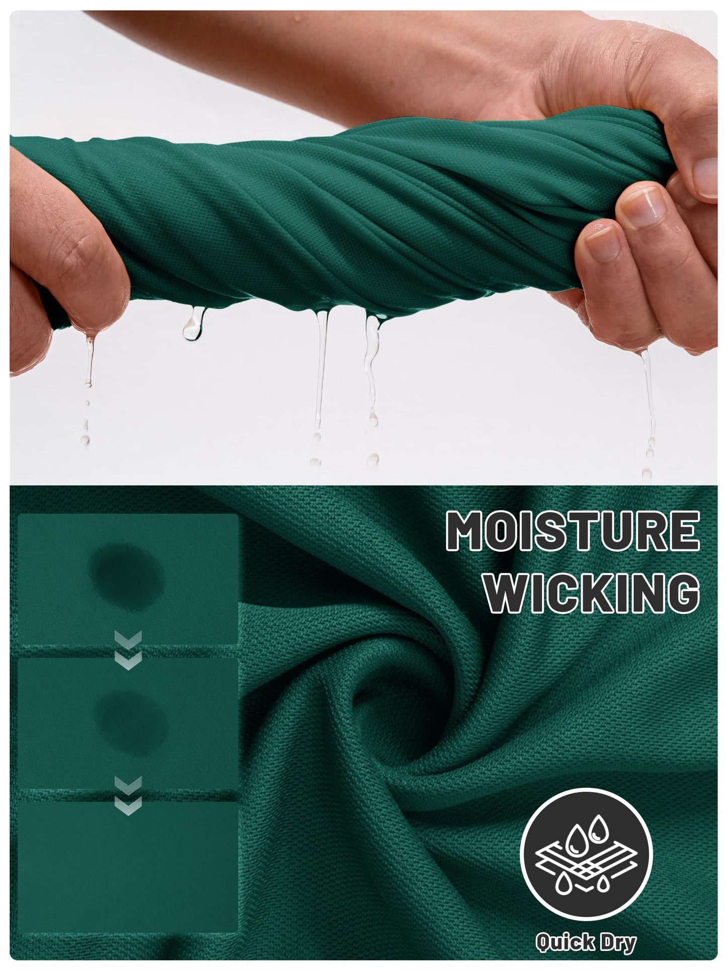 TACVASEN Mens Golf Shirt Dry Fit Mens Polo Shirts Short Sleeve Performance Golf Polos for Men with Collar Work Shirts Emerald Green, 3XL
