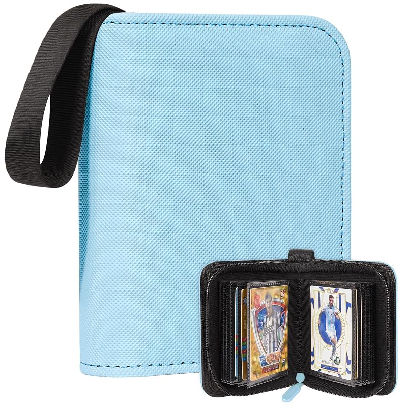 Pocket Card Binder – 40-Card Mini Binder with 20 Diamond-Embossed Pages, Blue