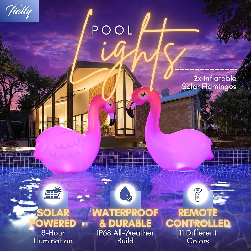 TIALLY Flamingo Pool Lights 2 Pack - Solar Floating Pink Flamingo Luminaries (Variation: Flamingo+2 Pack)