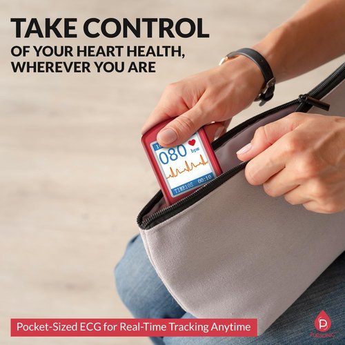 Portable EKG Monitor & Heart Rate Monitor with LCD Screen & Storage - Stand-Alone ECG Device for Tracking Heart Health Anytime, Anywhere, No Subscription Required