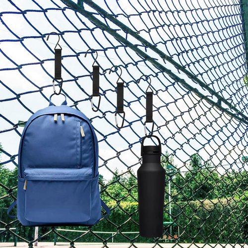 4 Pieces Fence Hooks for Baseball Tennis,Football Bag,Water Cup Backpack Nylon Safety Buckles Fence Hooks Multifunctional Hanging Buckles Metal Hook for Softball Outdoor Sports Equipment(Black)