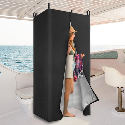 UNIFAMILY Waterproof Pontoon Tent, Privacy Boat Tent, 30 * 27 * 72 in Heavy Duty Hanging Changing Room, Privacy Curtains for Pontoon Boats, Pontoon Boat Tent Attaches to Bimini Top Poles