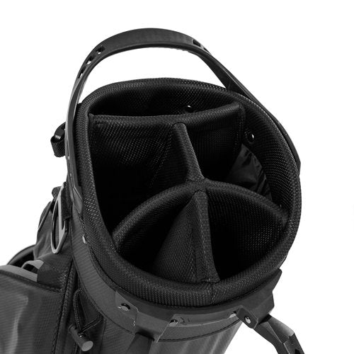 Linkslite, The Explorer Golf Stand Bag – Ultra Lightweight (4.5 lbs) 100% Waterproof 5-Way Top w/Full Dividers 6-Pockets (1 Magnetic) Dual Strap Free Golf Towel Black