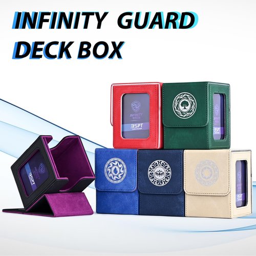 Infinity Guard Card Deck Box for MTG with Commander Display for 100+ Double Sleeved Cards, Magnetic Card Storage Box Fits for TCG Sports Trading Cards (Black&Purple)