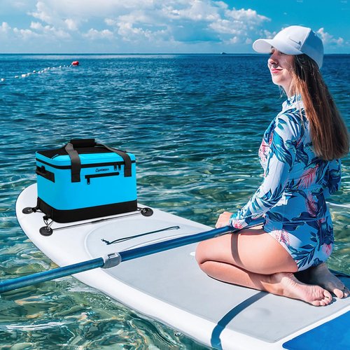 Paddle Board Cooler Waterproof, Doksmeria Super Capacity SUP Paddleboard Deck Cooler with Shoulder Strap & 6 Elastic Rope Clips, Paddle Board Accessories Bag for Stand Up Paddleboard and Kayak
