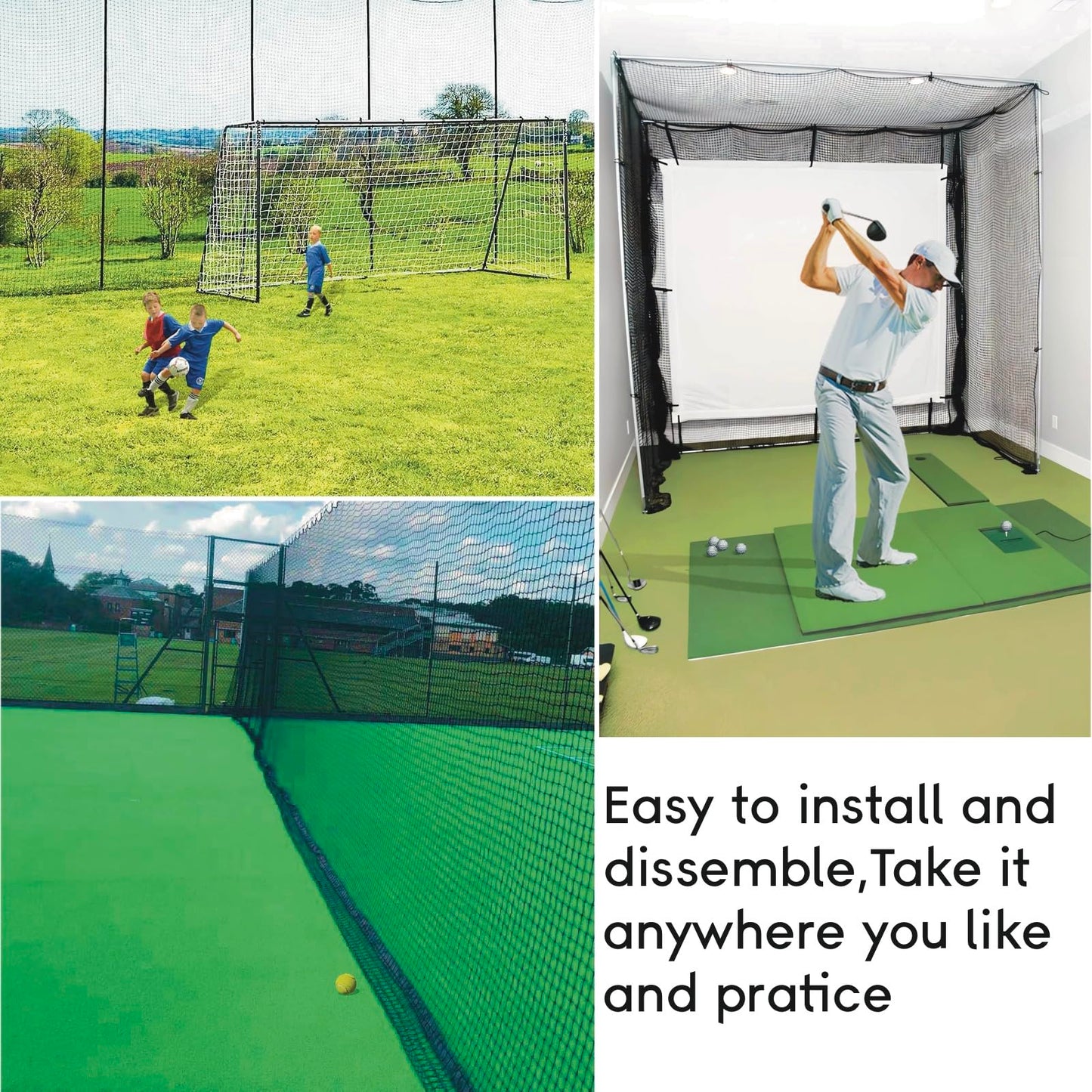 Golf Practice Net,Heavy Duty Nylon Golf Hitting Net,Golf Net Outdoor Indoor with Wire Hanging Kit,Golf Nets for Backyard Driving，Golf,Baseball, Hockey, Soccer（10/15/20/25/30ft