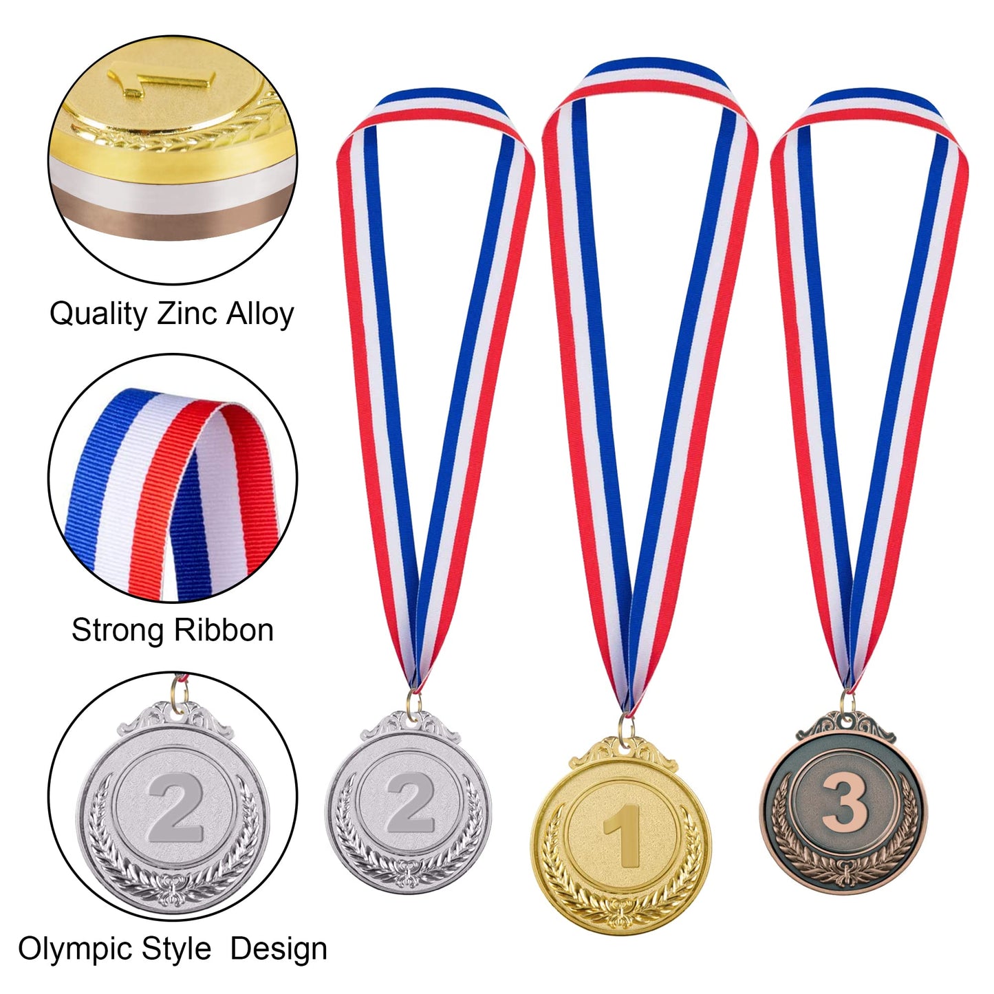 IHPUKIDI 12 Pieces Gold Silver Bronze Award Medals, Olympic Style Winner Medals Gold Silver Bronze Prizes for Sports, Competitions, Party Favors, 2 Inches