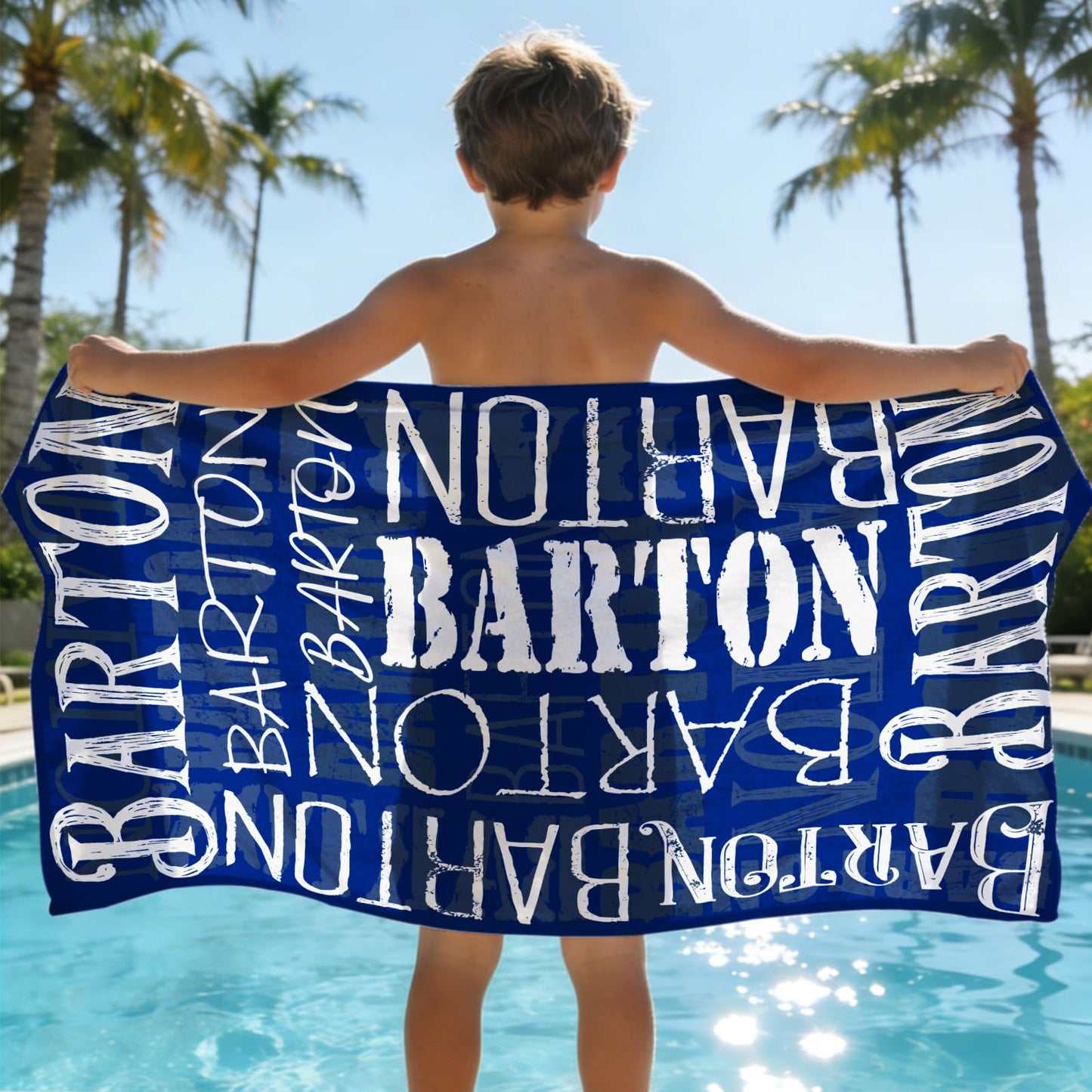 Yoke Style Personalized Beach Towels for Kids, Custom Sand Free Microfiber Beach Towel with Your Name, Customized Quick Dry Pool Towels Easter Gifts for Girls Boys Toddler