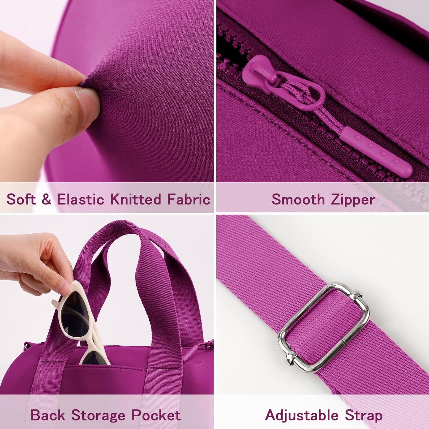 IBEE Small Gym Bag for Women Mini Duffel Bag for Travel Waterproof Workout Crossbody Bags Elastic Fabric Barrel Purse for Sports Fitness Yoga Cute Lightweight