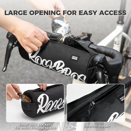 ROCKBROS Bike Handlebar Front Bag Bicycle Handy Frame Roll Bag with Shoulder Removable Strap Mountain Bike Storage Pouch Cycling Accessories