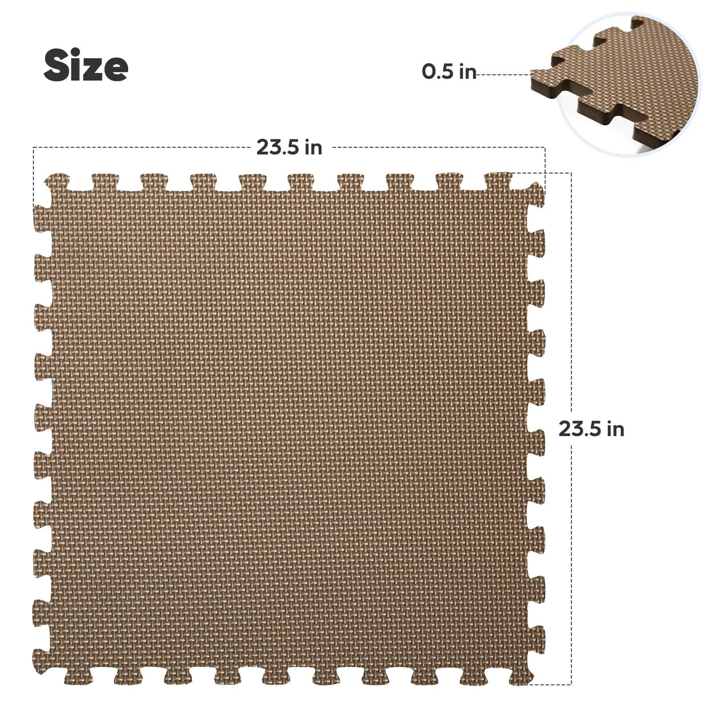 Home Gym Mat, Puzzle Exercise Mat, EVA Interlocking Foam Floor Tiles for Home Workout Equipment and Kids' Play Areas - Blue, 24 in x 24 in x ½ in - (Brown, 16 Pack(64 SQ FT))