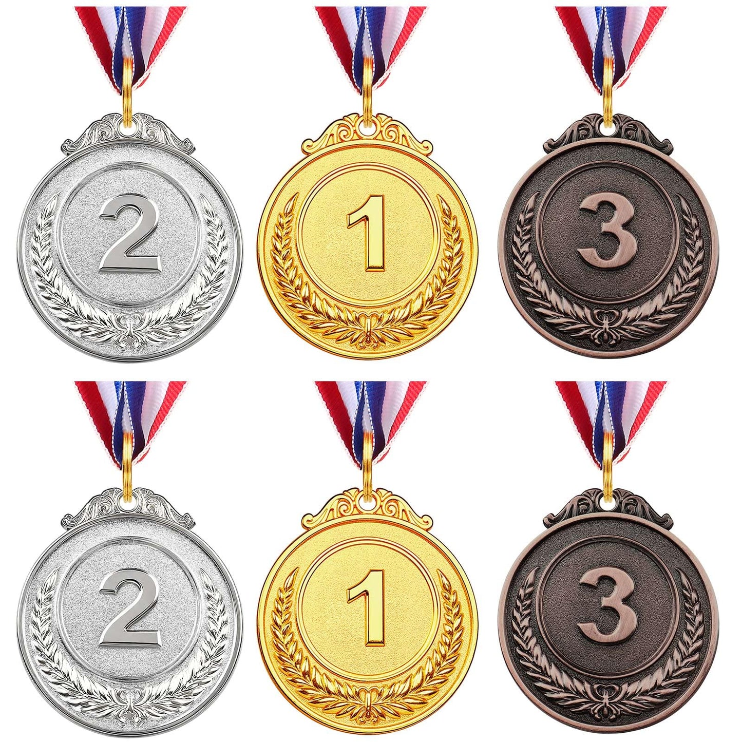 VICROIC 6 PCS Gold Silver Bronze Award Medals for Kids Adults, 1st 2nd 3rd Winner Metal Medals, Gold Silver Bronze prizes for Classroom, Sports, Competitions, Tournaments, Party, 2 Inches