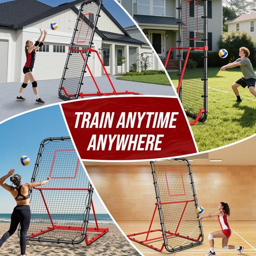 Patiassy 7x4 FT Volleyball Rebounder Net - 90° Foldable Angle & Sturdy 4x7 Base, Adjustable Bounce Back Trainer for Volleying/Bumping/Spiking Practice