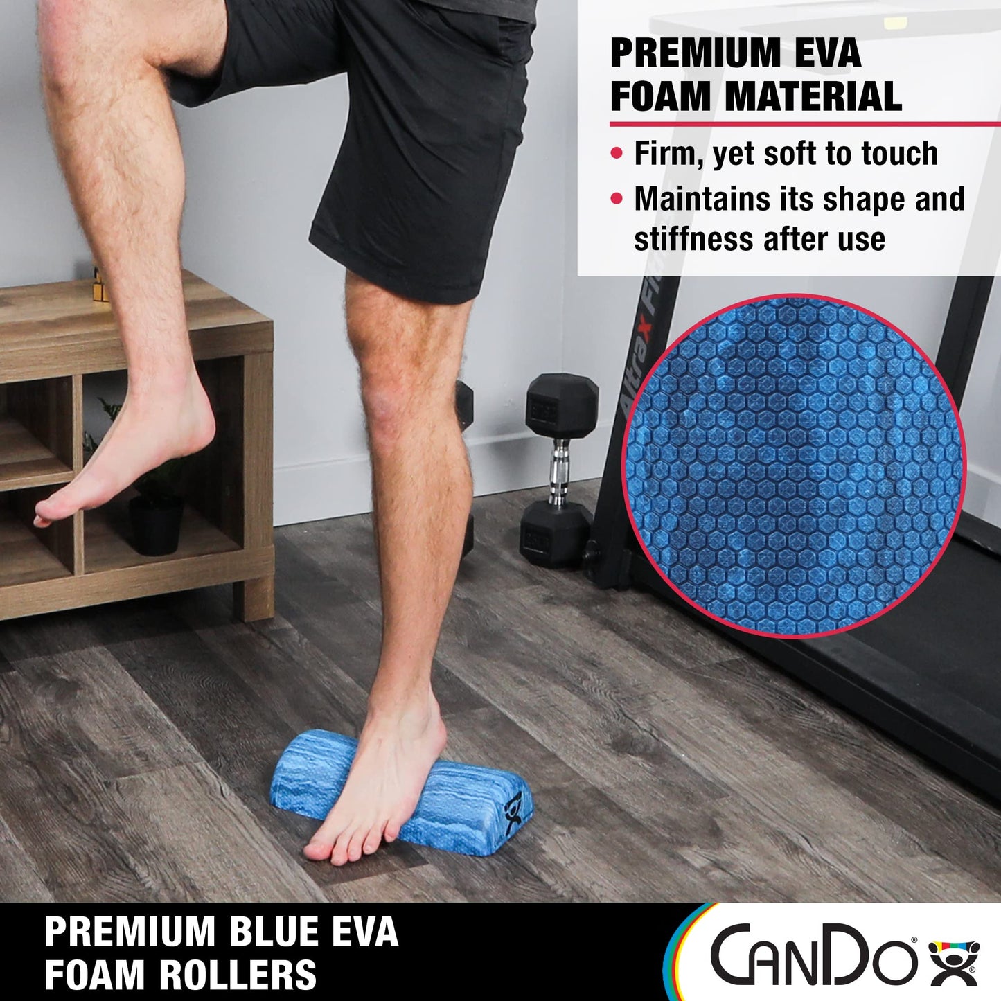 CanDo Blue Marble High Density EVA Foam Roller For Muscle Restoration, Massage Therapy, Sport Recovery, And Physical Therapy. 6" x 36", Half-Round (30-2210)
