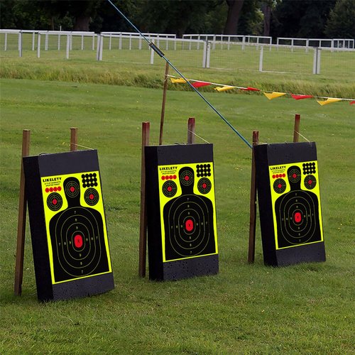 LikeLety 25 Pack 12 x18 Inch Silhouette Splatter Targets, Adhesive Shooting Target Stickers with Yellow Effect for Outdoor Indoor Practice