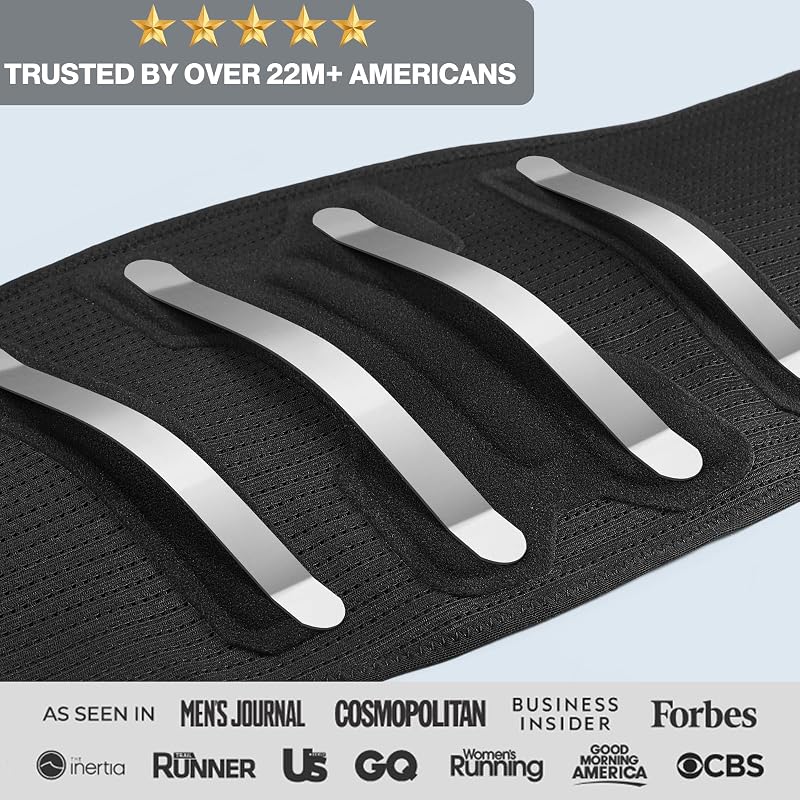 Neenca Back Brace for Lower Back Pain Relief – Black, Medium (Variation: Black-Single+Medium) Men & Women