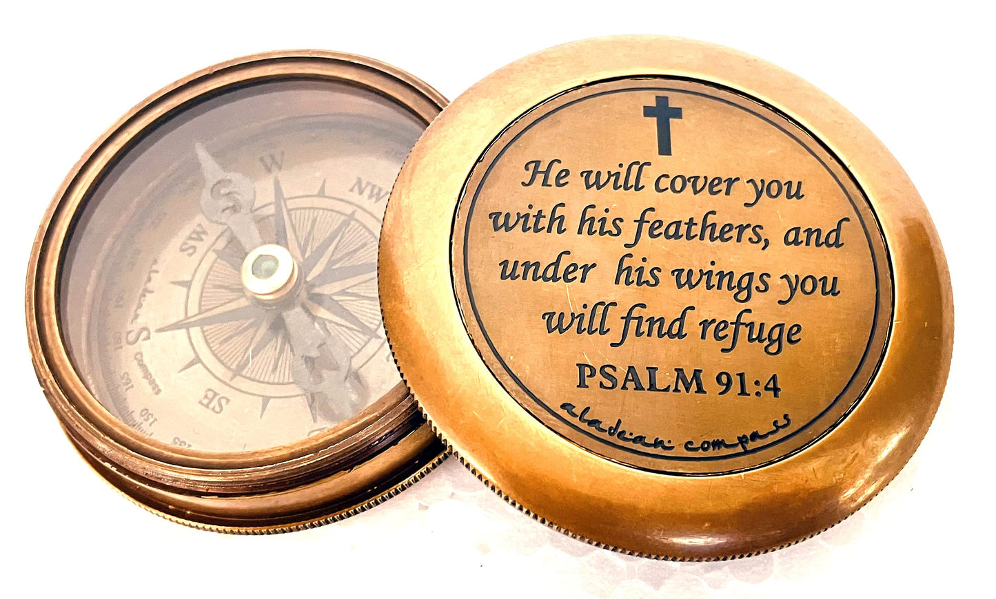 Religious Gifts - Engraved God Compass Inspirational Christian Gifts for Men Catholic, Communion Baptism Gifts Boys Girls Kids, Graduation Gift, Sentimental Gifts Woman (Holy Cross God's Blessings)