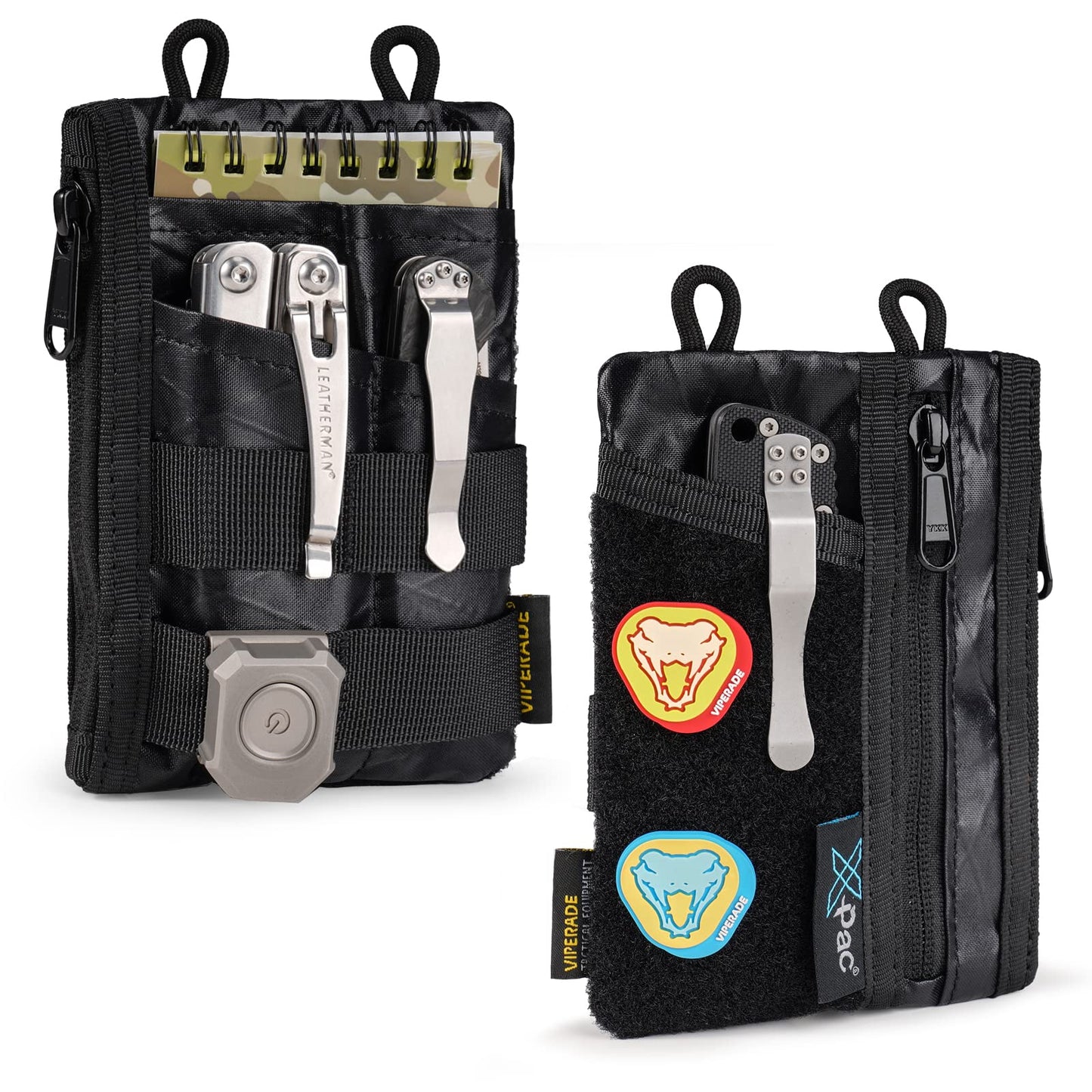 VIPERADE VE18 EDC Pouch, Pocket Organize for Men, EDC Pocket Organizer, 3 Slots with 2 Zipper Pockets, Multitool Pouch