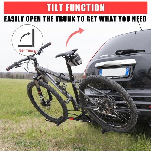 Fat Tire Bike Rack for 2 Bikes, 180Lbs Foldable Platform Carrier, Ebike Hitch Rack with 2-Inch Hitch, Fits SUV, Truck, RV
