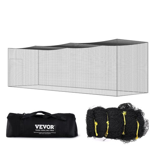 VEVOR Baseball Batting Netting, 35x10x10 FT Softball Baseball Batting Hitting Training Net, Professional Practice Portable Pitching Cage, Heavy Duty Enclosed PE Net, with Door & Carry Bag (NET ONLY)